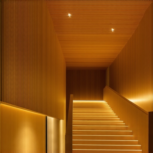 Interior of a modern home showcasing integrated intelligent lighting and natural wood accents