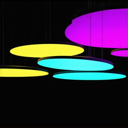 Modern interior with innovative LED pendant lights showing color adaptability