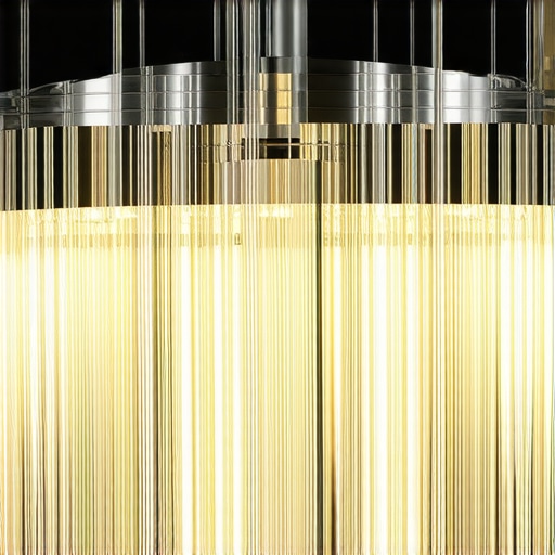 Close-up of a high-tech crystal chandelier highlighting LED integration and complex crystal cuts.