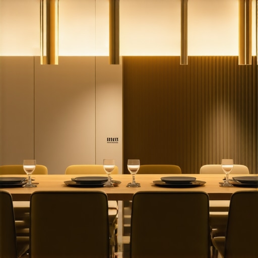 Futuristic Smart Dining Room Lighting Contemporary dining room with customizable LED lighting creating a sophisticated ambiance.