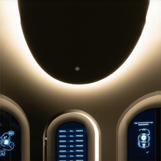 Interior with advanced adaptive lighting system featuring sensors and dynamic LEDs.