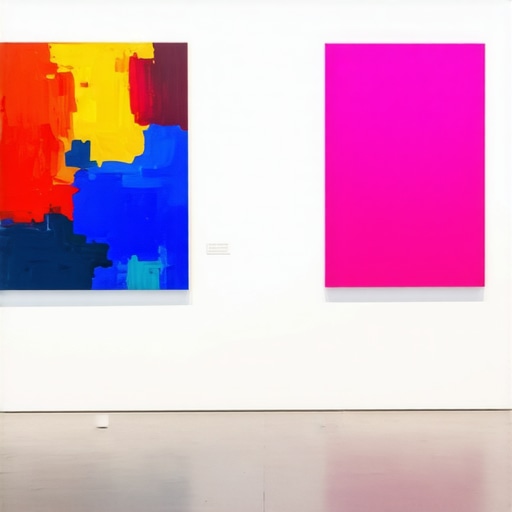Modern art gallery illuminated with high CRI LED lights highlighting vibrant colors