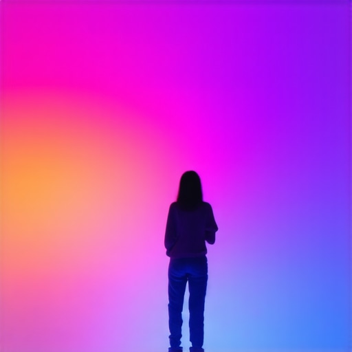 Futuristic holographic projection and interactive lighting installations in modern space