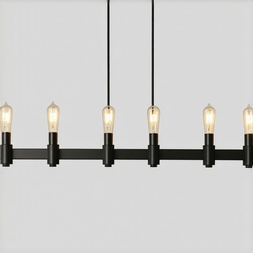 Industrial chandelier showcasing exposed bulbs and metal details