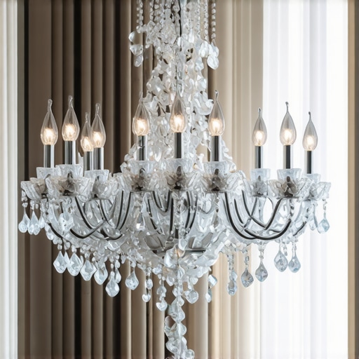 Elegant crystal chandelier with refined design in a luxurious living space