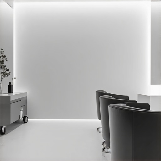 Salon s minimalističkom rasvjetom i diskretnim LED elementima