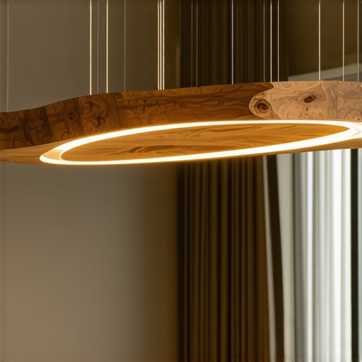 Elegant chandelier combining natural textures and LED lights in a stylish interior