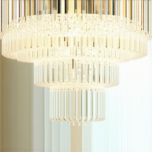 Sleek crystal chandelier with subtle lighting in contemporary interior