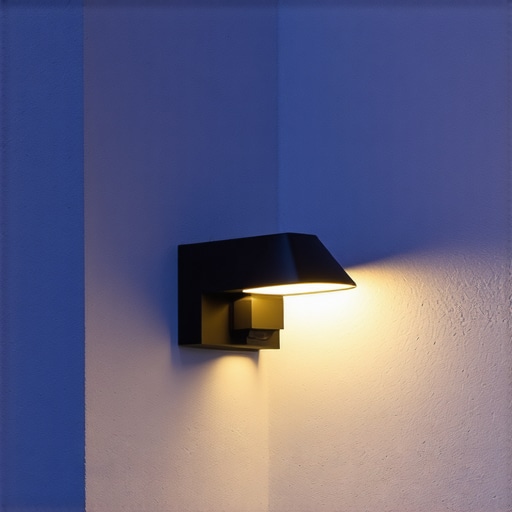A sleek outdoor lighting fixture with built-in sensors, designed to blend with natural surroundings.