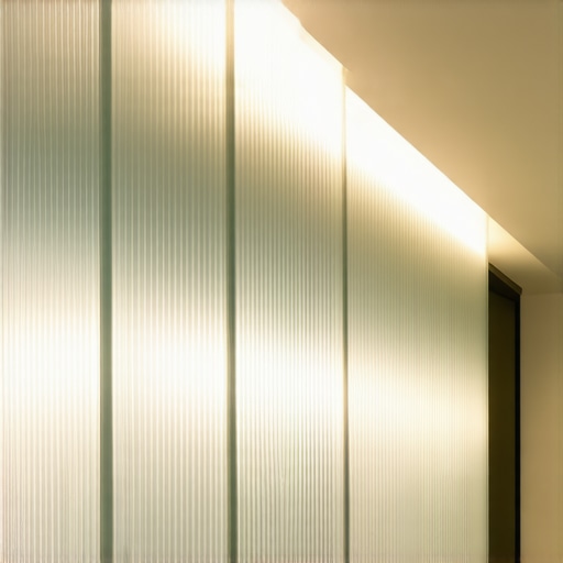 Textured glass illuminated by advanced LED lighting in modern interior design.