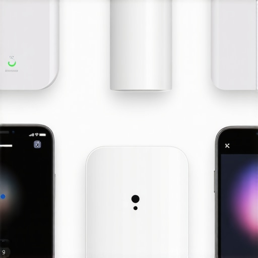 Napredni sustav pametne rasvjete Ilustracija integriranog pametnog sustava rasvjete s mobilnom aplikacijom i senzorima