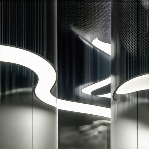 Interior space with innovative organic-shaped lighting fixtures and smart technology