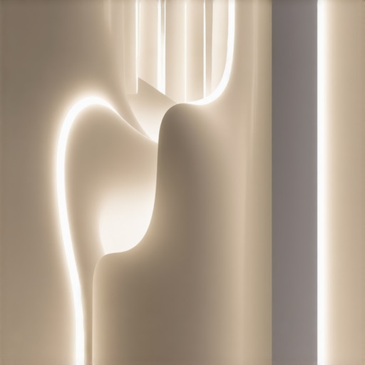 Interior scene featuring organic LED lighting fixtures integrated seamlessly into decor, emphasizing natural forms.