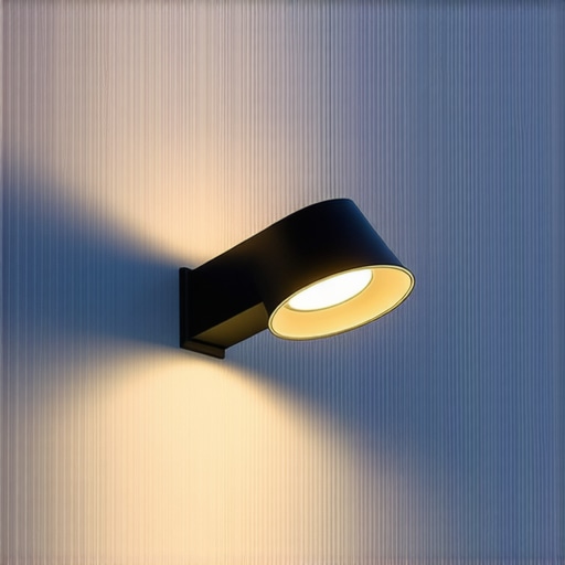 Outdoor architectural spotlight A sleek outdoor spotlight highlighting a building's feature at night