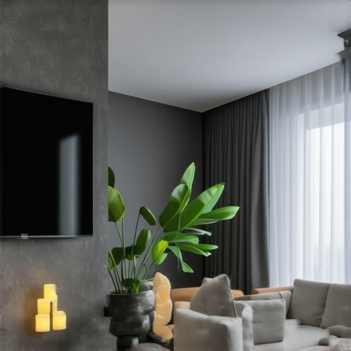 Stylish living room with modern smart LED lighting system