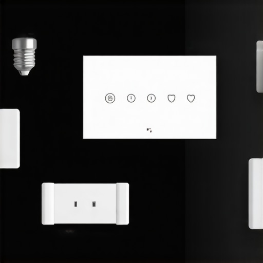 A high-tech smart lighting control panel with LED bulbs and wireless sensors, illustrating advanced home illumination technology.