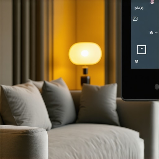 A sleek control panel displaying lighting settings in a contemporary living space.