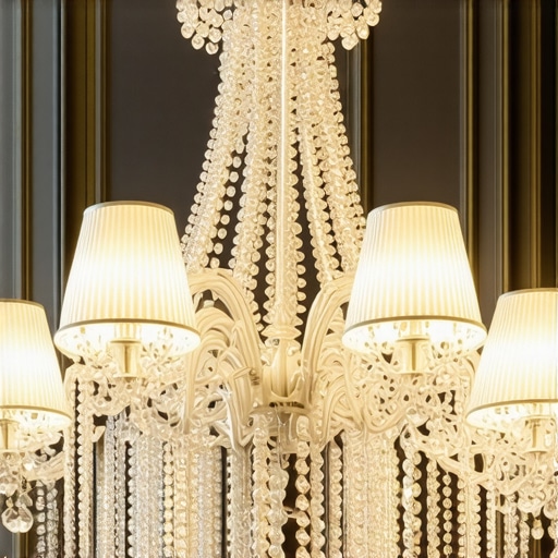 Smart Lighting Control in Vintage Chandelier Interior view showing smart lighting system integrated into a classic chandelier.