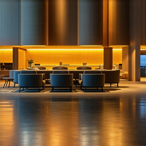 Smart Lighting System for Modern Interiors Interior with customizable smart lighting panels creating different ambiance scenes.