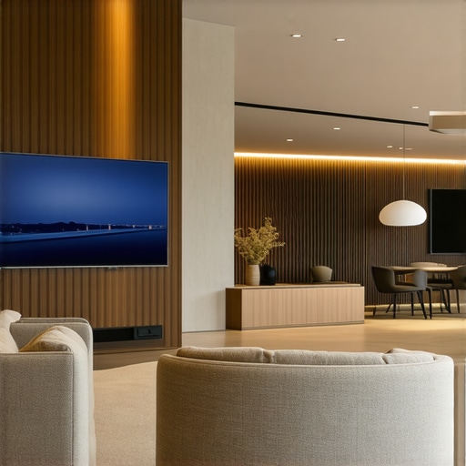 Sophisticated Interior Lighting with Material Harmony Modern living room with layered lighting highlighting textured matte surfaces.