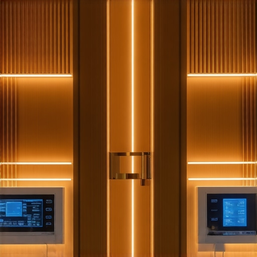 Futuristic interior space showcasing multi-layered lighting with advanced control system