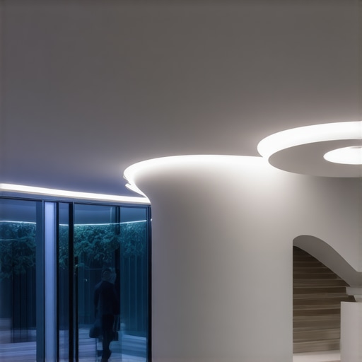 Futuristic smart home with adaptive lighting and eco-friendly design