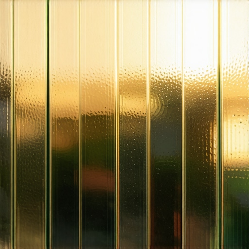 Prikaz teksturiranog stakla sa difuziranim svjetlom u industrijskom interijeru.