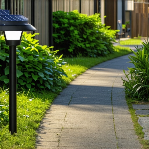 Durable Solar LED Outdoor Lighting Outdoor solar LED lights with high IP protection installed along garden paths