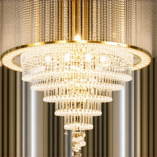 Luksuzni dnevni boravak sa kristalnim lustereima i modernom rasvjetom.