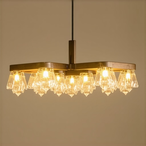 Ekskluzivni skulpturalni luster od prirodnog drveta i kristala Detalj skulpturalnog lustera od drveta i kristala u luksuznom interijeru