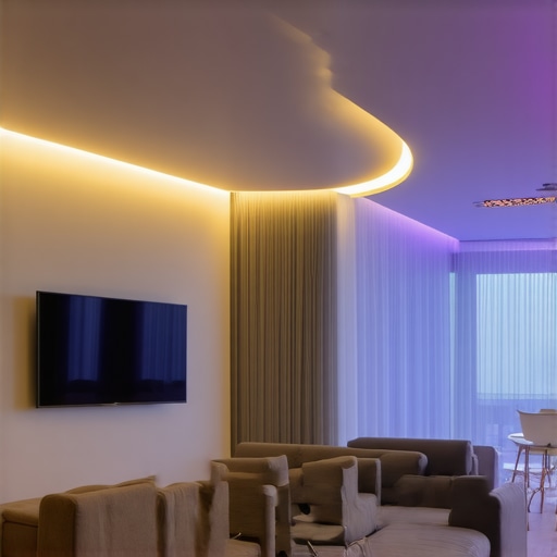 Smart LED lighting system illuminating a stylish contemporary living space