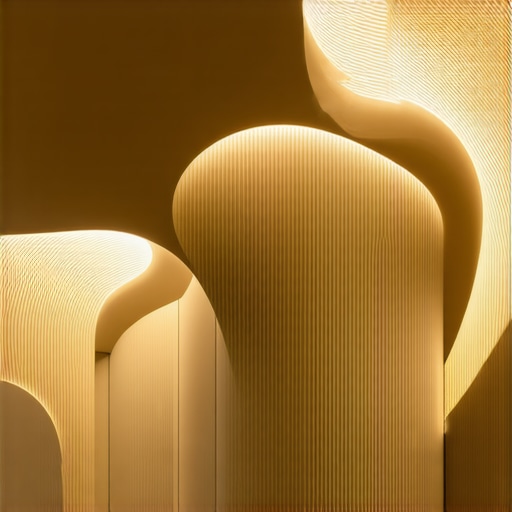 Interior scene showcasing innovative lighting inspired by natural forms with advanced LED fixtures.