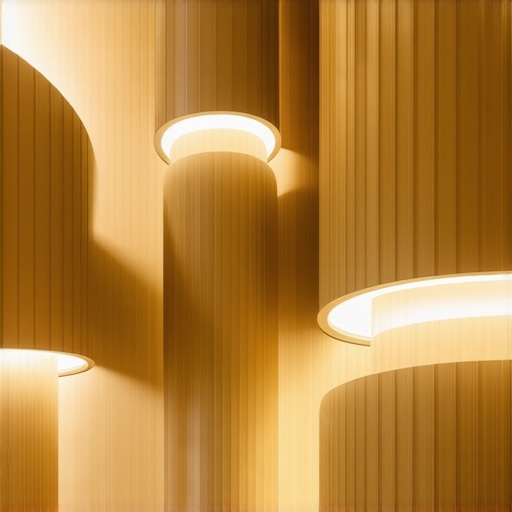 Interior scene showcasing organic-shaped lighting fixtures with advanced LED technology