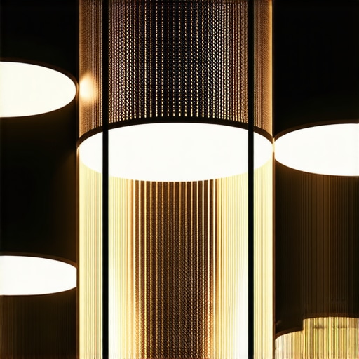 Lighting fixtures featuring textured glass and adaptive surfaces in contemporary architecture.