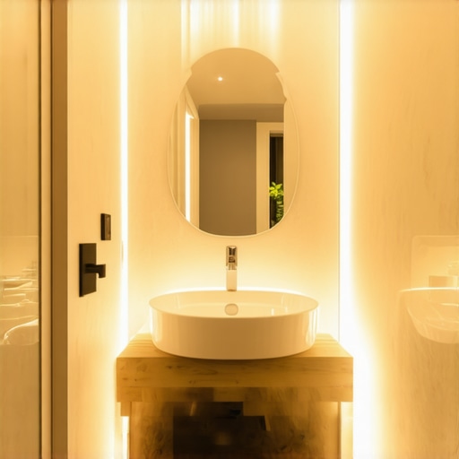 Contemporary bathroom with integrated LED lighting and modern fixtures