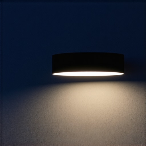 Innovative Exterior Wall Lighting with Smart Controls Exterior wall lamp with advanced materials and integrated smart control system at night.