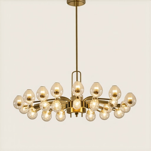 Moderni secesijski luster s ugrađenim pametnim LED svjetlima i minimalističkim detaljima