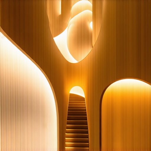 Interior scene highlighting natural wood and crystal lighting fixtures with advanced LED technology.