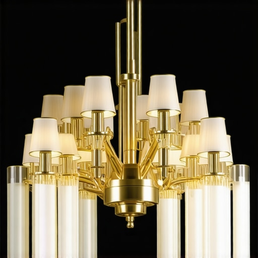 Moderni kristalni luster s zlatnim detaljima u luksuznom dnevnom boravku