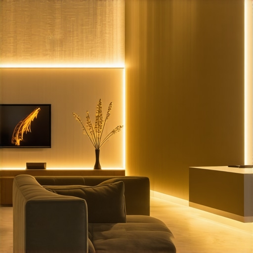 Stylish living room showcasing sophisticated rebrasto staklo and brušeni mesing lighting fixtures