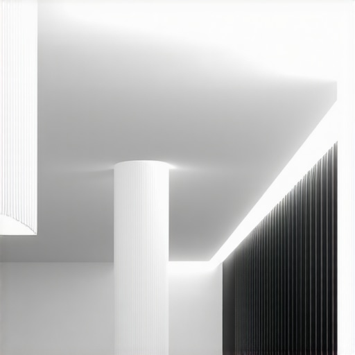 Minimalist LED Lighting in High Spaces Interior view of a high-ceiling room with sleek LED light installations