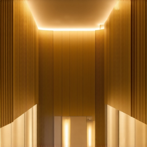Interior with layered LED lights emphasizing textures and architecture