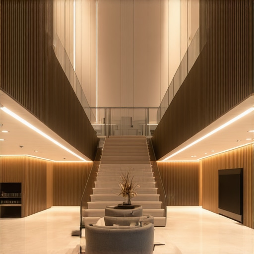 Interijer moderno dizajniranog stana s istaknutom LED rasvjetom u arhitektonskim profilima