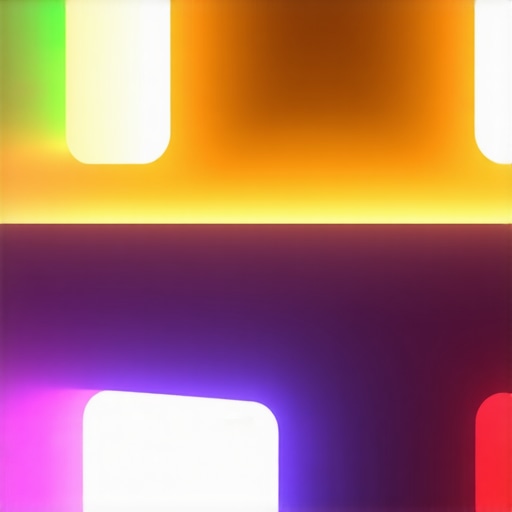 Ilustracija najnovijeg sustava pametne LED rasvjete s raznobojnim mogućnostima i kontrolnim panelom