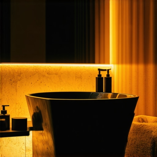 Moderna kupaonica s pametnom rasvjetom i prilagodljivim svjetlosnim scenama