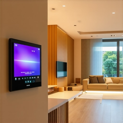 Sistem pametnog upravljanja rasvjetom u modernom interijeru Contemporary living room with smart lighting system and touchscreen control
