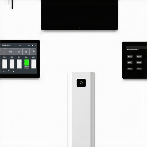 Smart Lighting Control Center High-tech control room with smart lighting panels and connected devices