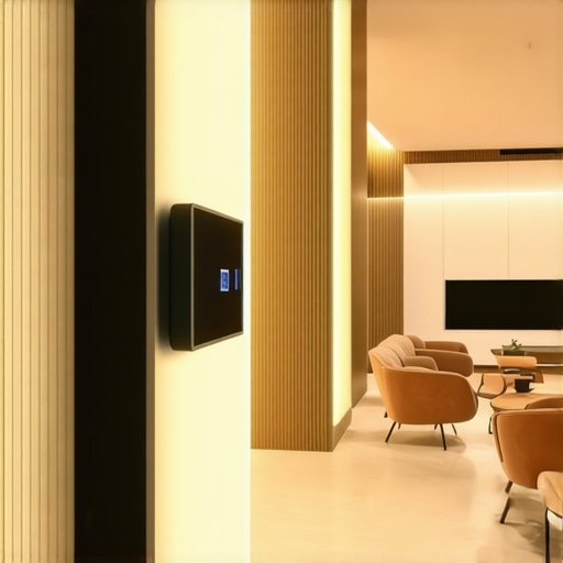 Living room with smart lighting system showcasing adjustable LED lights.