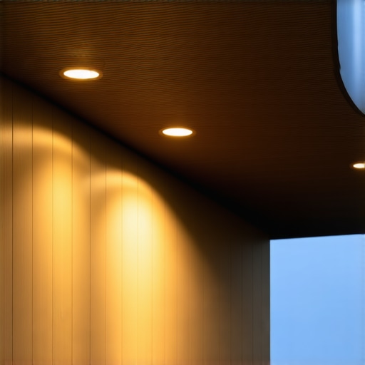 Futuristic outdoor lighting with sensors in a modern landscape