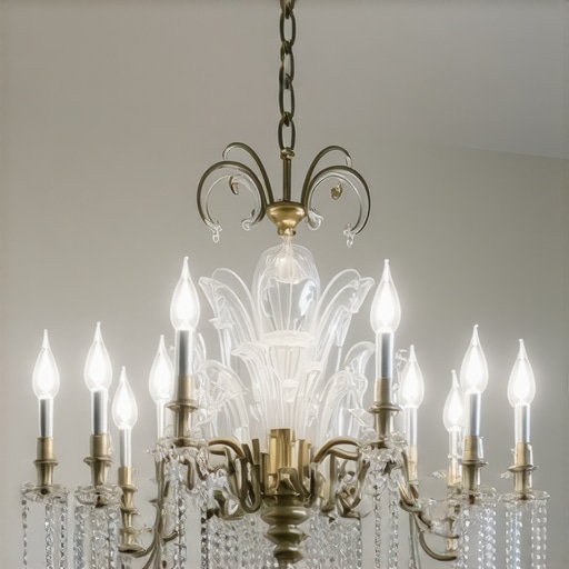Decorative vintage chandelier in Art Nouveau style showcasing concealed wiring details